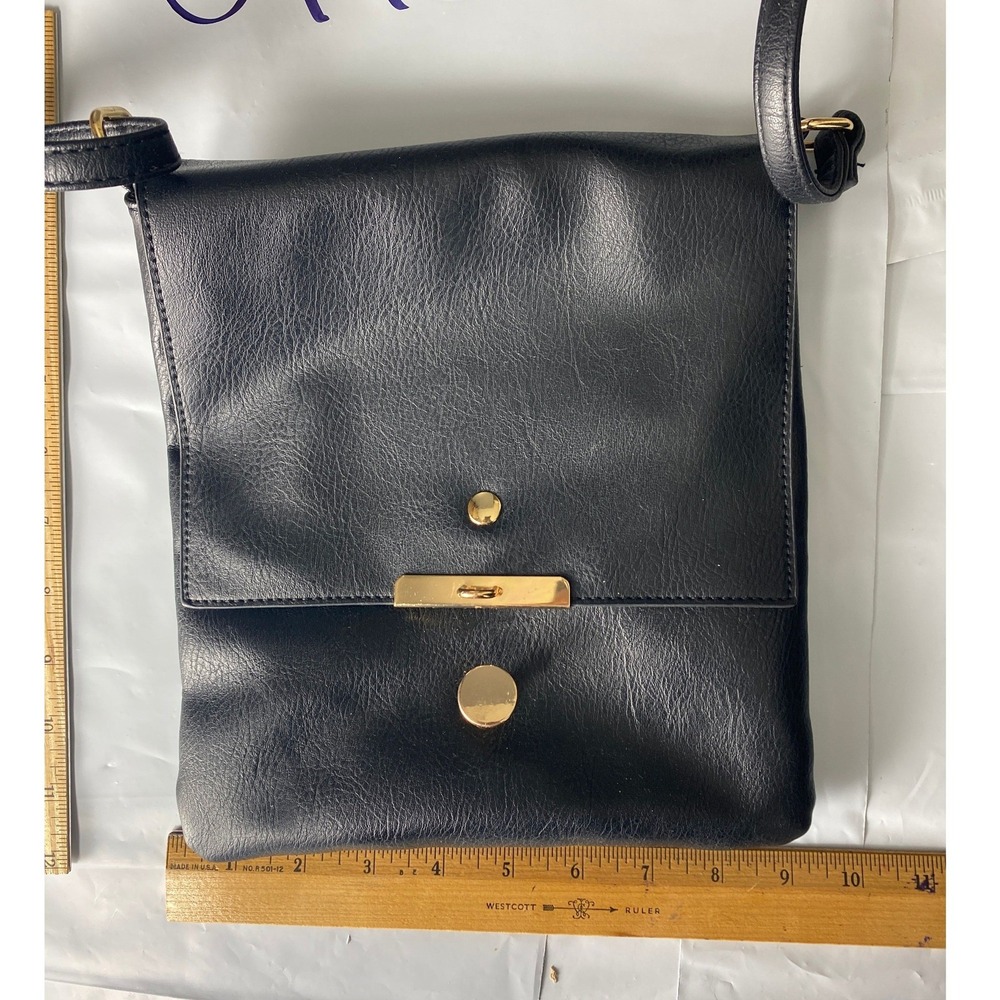 Black Faux Leather Crossbody Bag Small Shoulder Purse